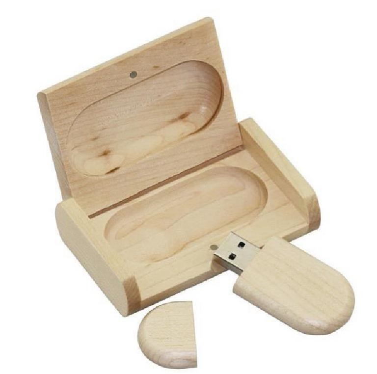USB OVAL EN BOIS 16GO + AVEC BOITIER