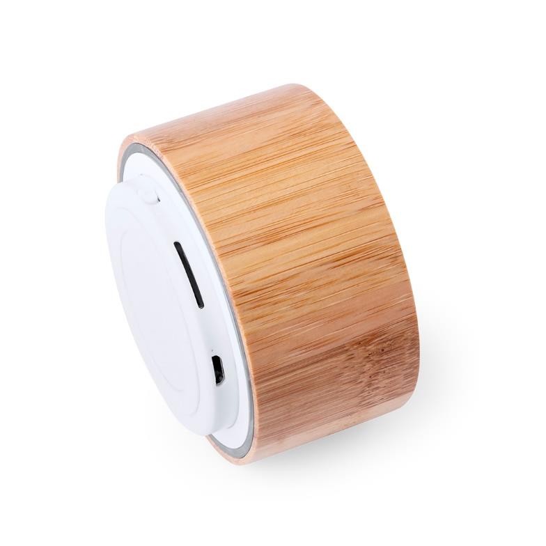Haut-parleur Bluetooth et radio FM en bambou rond