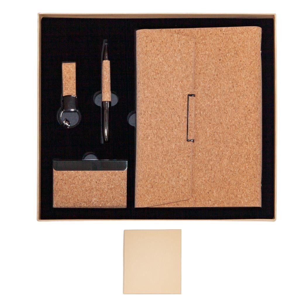 Coffret 4pcs bloc note+ porte carte visite+ stylo +porte clés