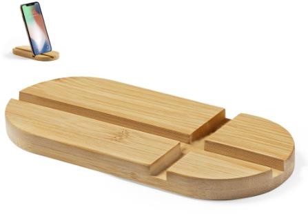 Support téléphone en bois ovale