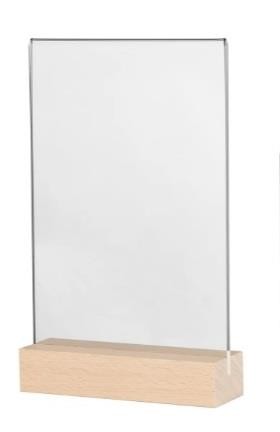 Porte affiche A5 portrait 148x210mm socle en bois