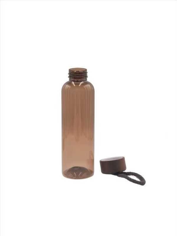 Gourde en plastique marron 500ml avec couvercle bois noyer