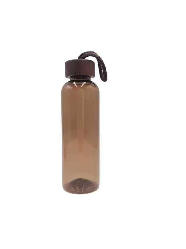 Gourde en plastique marron 500ml avec couvercle bois noyer