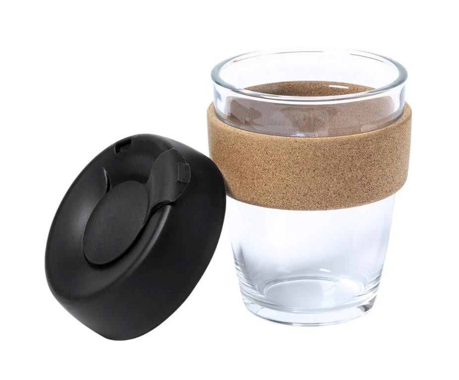 Mug en verre avec bande anti brulure en liège 350ML