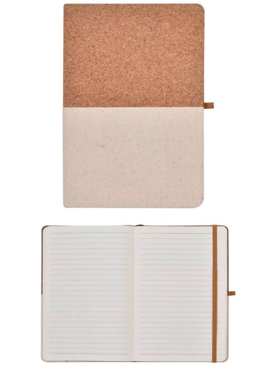 Bloc note A5 élastique liège et tissu écru