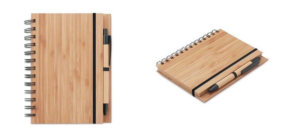 Bloc note couverture en bois bambou