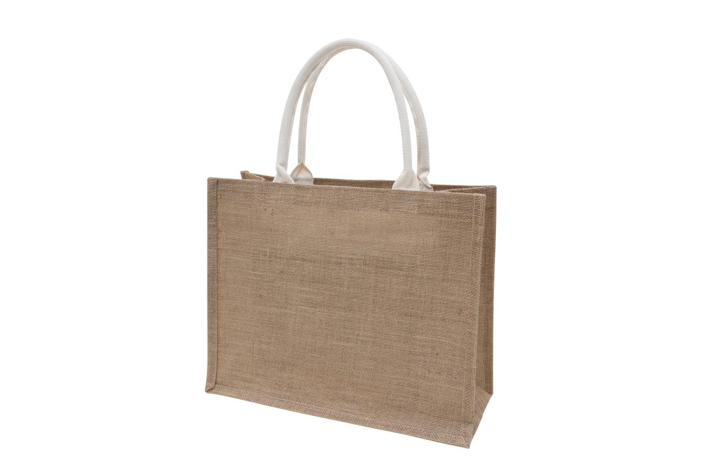 Sac en jute avec anse beige 39x32x16cm
