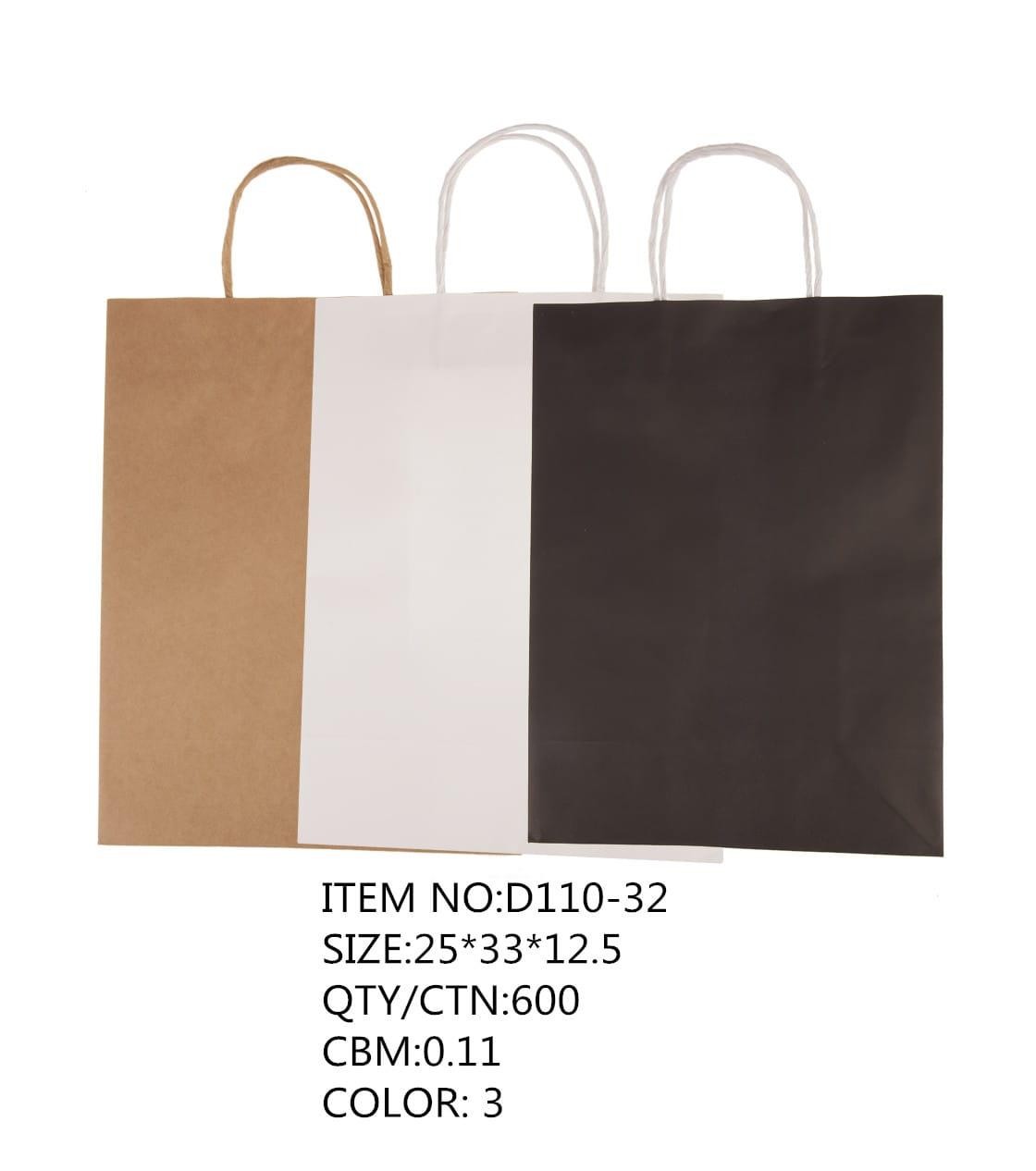 Sac en papier kraft A4+ 25X33X12,5CM Couleur: NOIR/KRAFT/BLANC