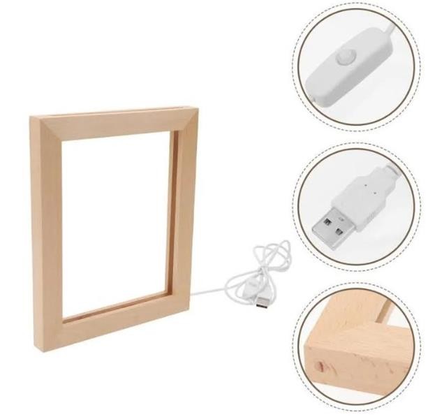 Cadre photo en bois avec insertion plexi lumineux