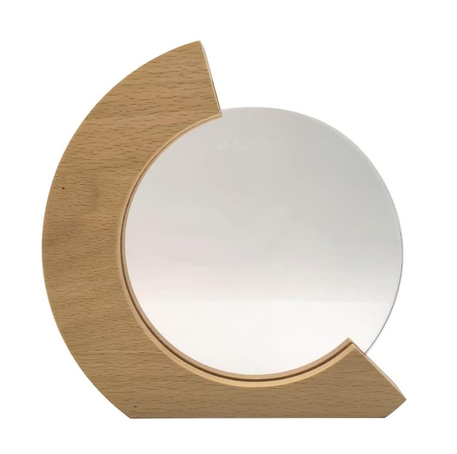Trophée cristal rond avec C en bois