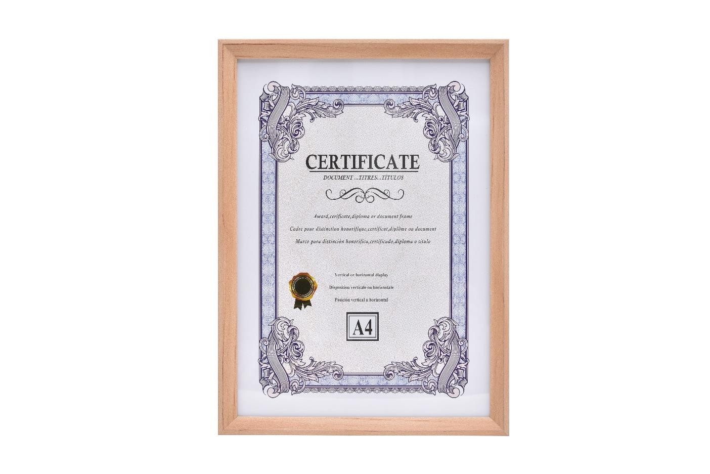 Porte diplôme A4 en bois beige