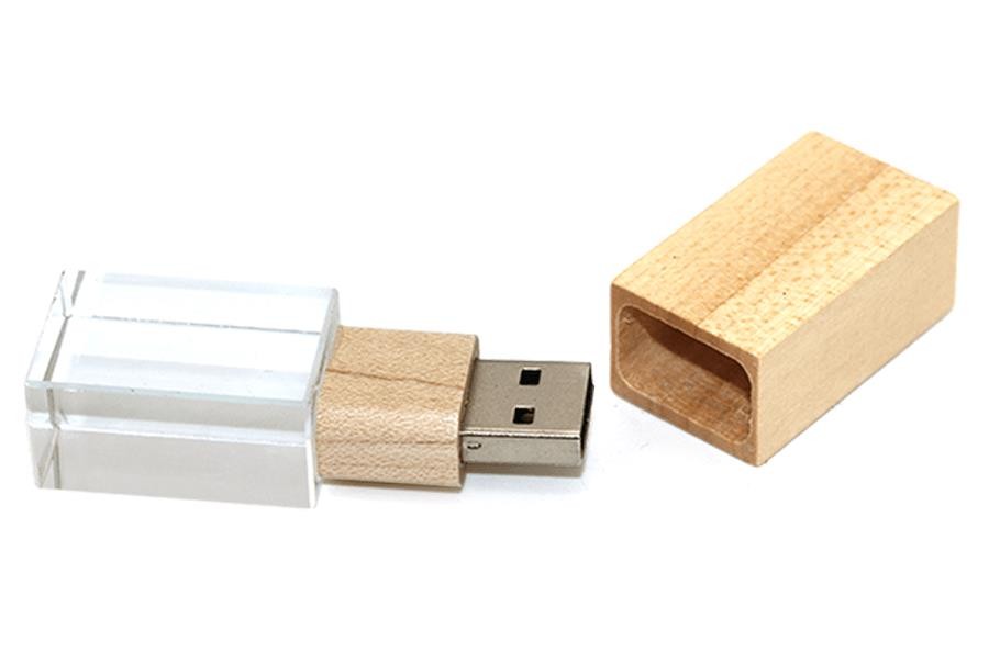 USB CRISTAL BOIS 16GO + BOITIER EN BOIS