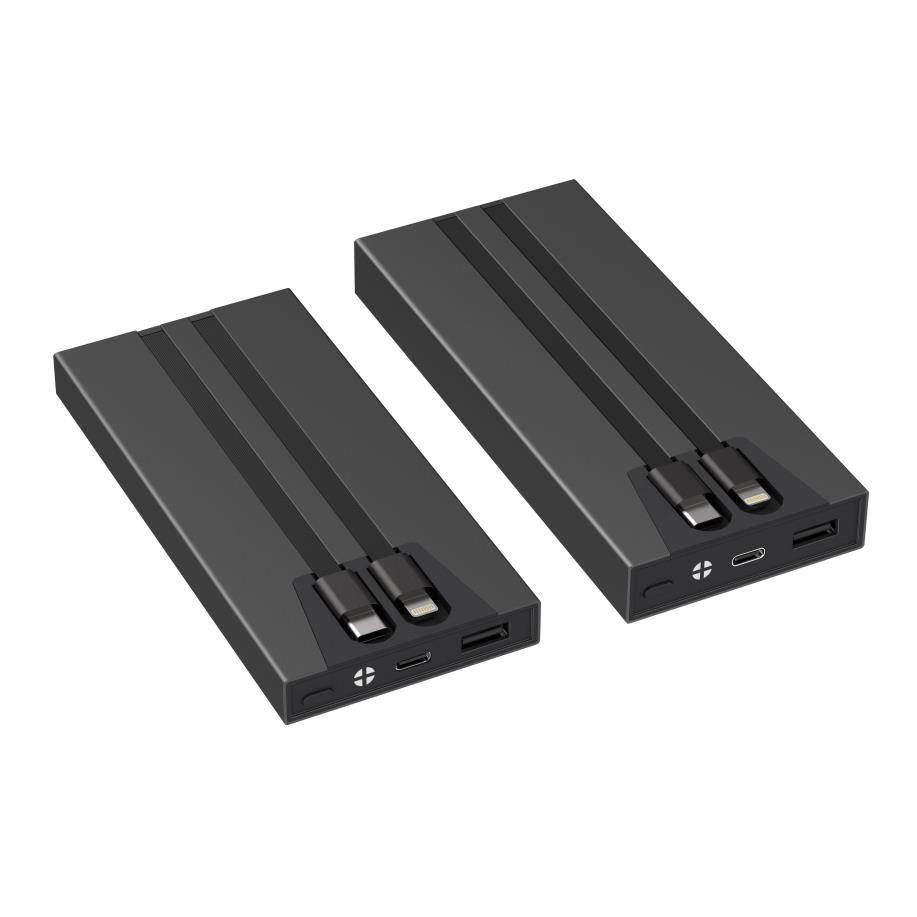Power Bank 5000mah noir avec câble intégré