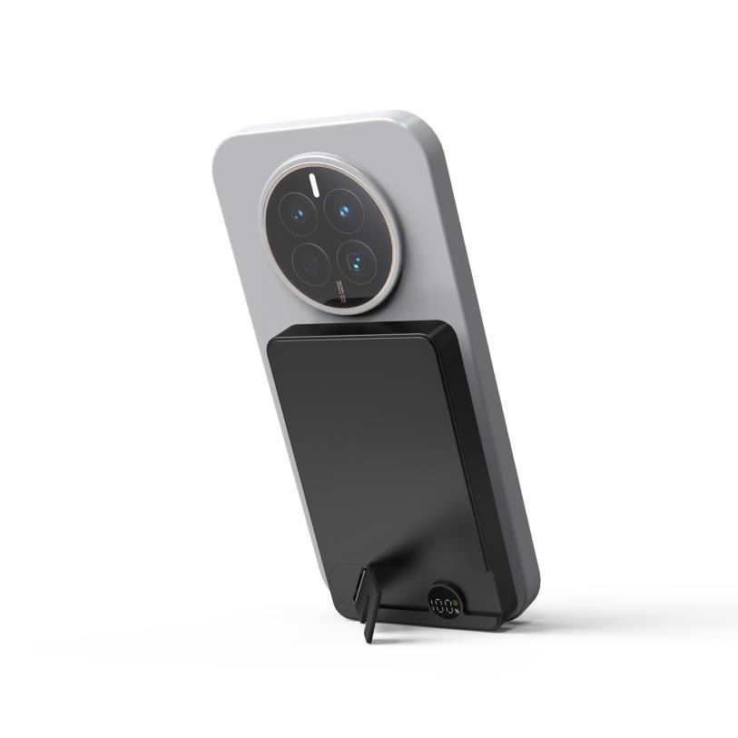 Powerbank magnet noir 10000mAh avec support téléphone
