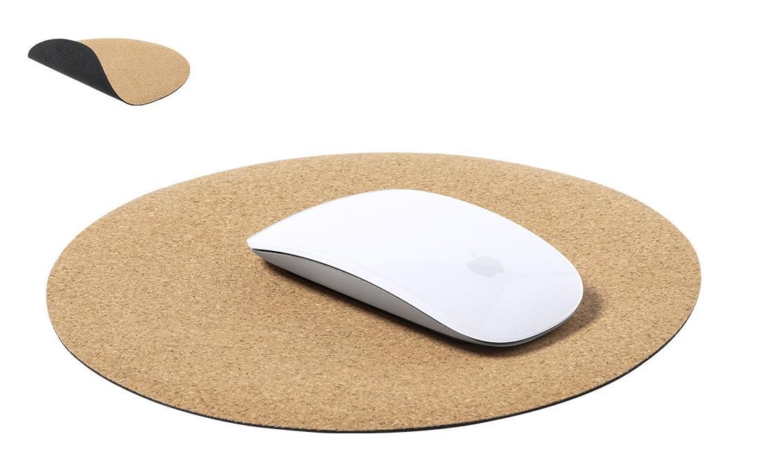 Tapis de souris en liège circulaire avec base antidérapante en silicone