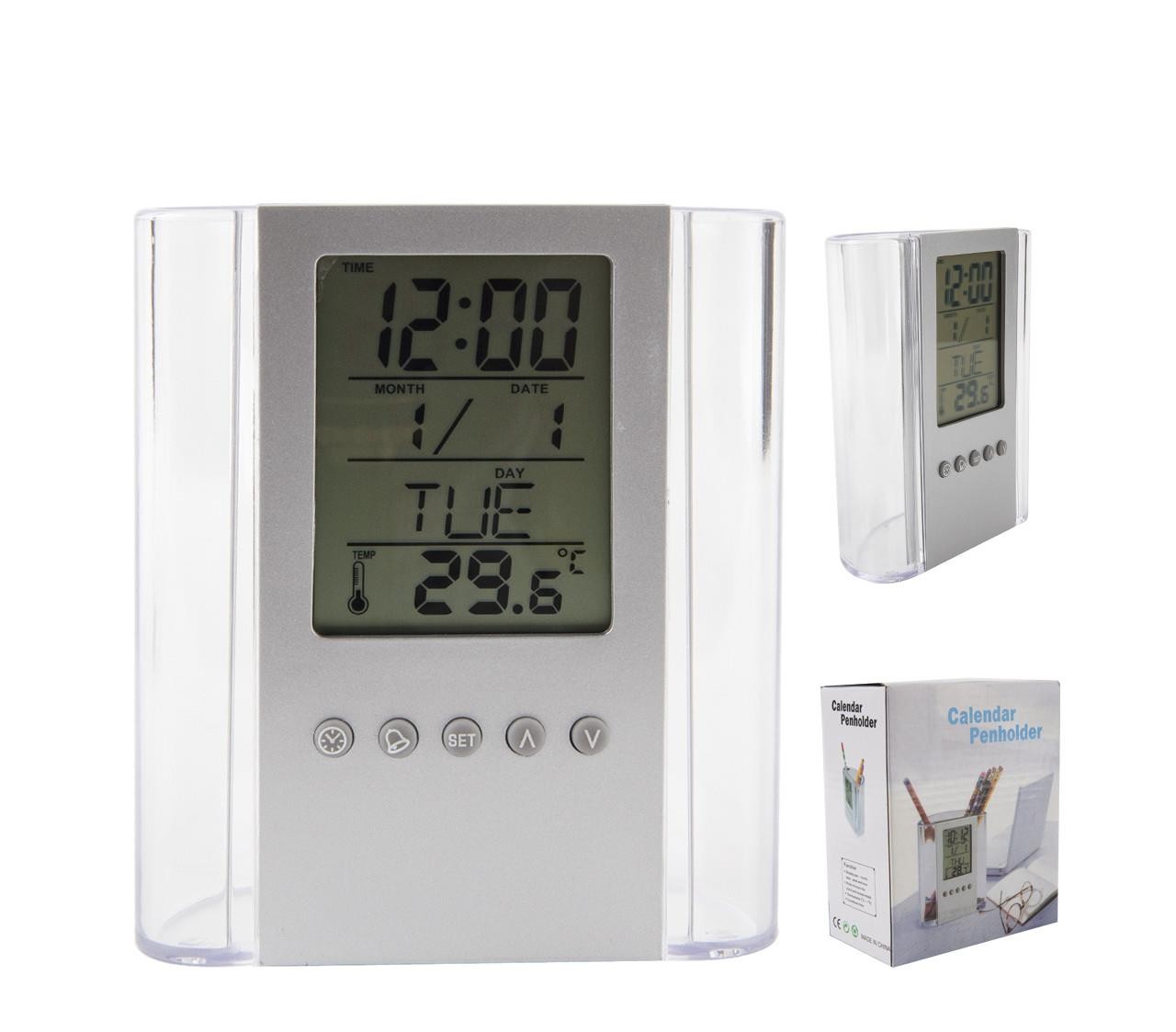 POT DE STYLO AVEC MONTRE DIGITALE + TEMPÉRATURE