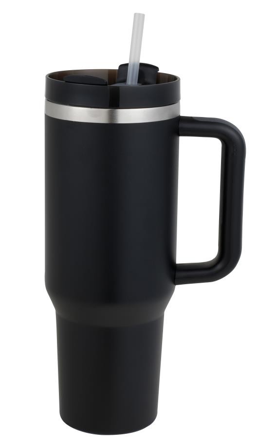 Mug isotherme noir 1,2L avec paille STANN