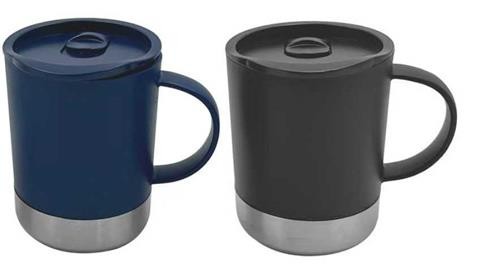 Mug en plastique 330ml noir socle inox