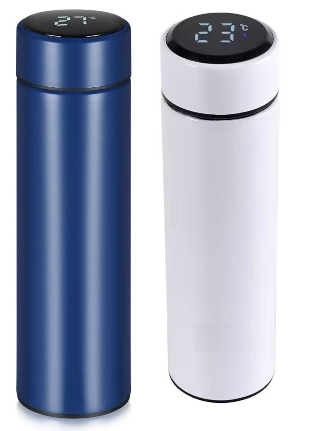 THERMOS INOX DOUBLE PAROI AVEC THERMOMETRE INTÉGRÉ 500ML