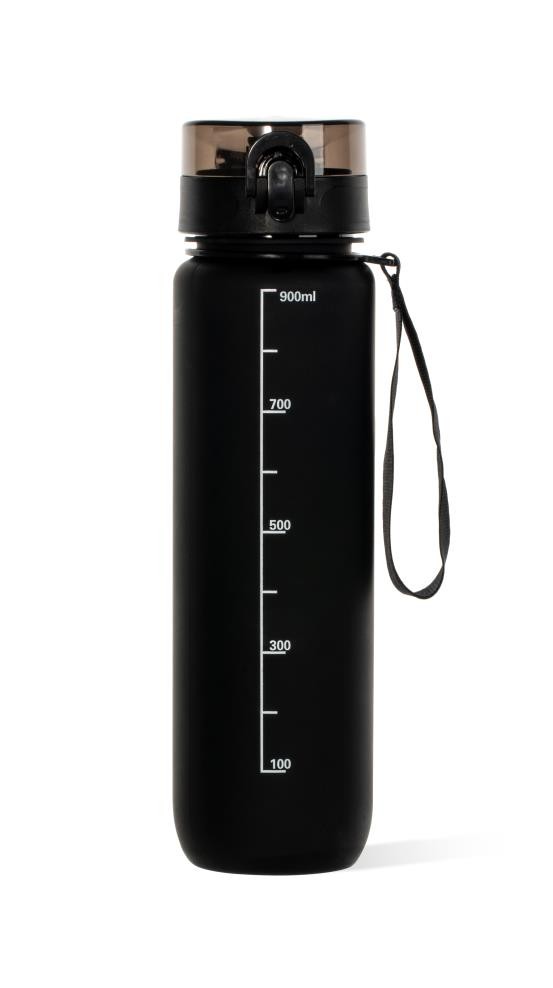 Gourde en plastique noir mat 1L sport avec graduation