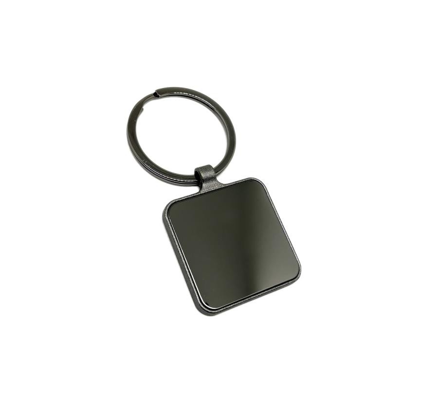 Porte clé metal rectangle cadre noir plaque gun
