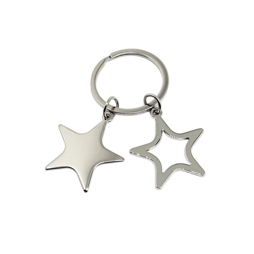 Porte clé metal double etoile