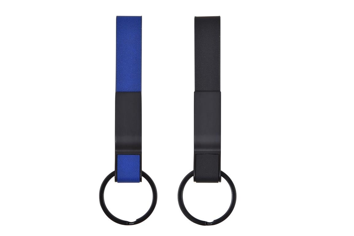 Porte clé simili cuir long avec anneau noir