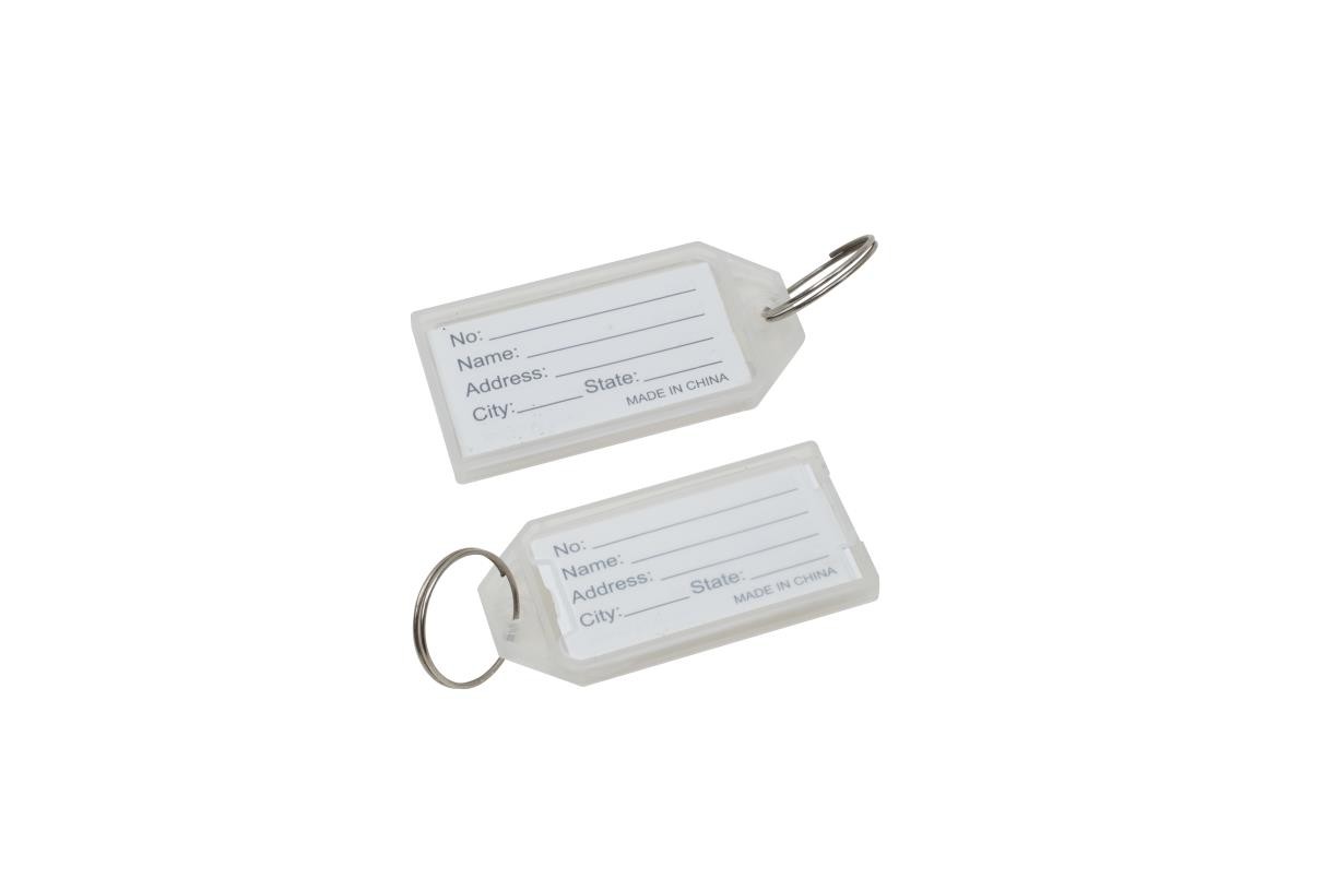Porte clé en plastique transparent pour insertion 5.5x3cm