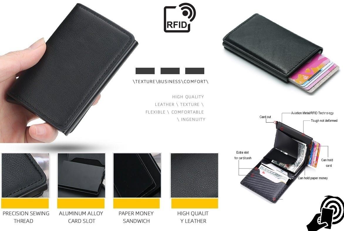 Porte carte 3 volets en simili RFID