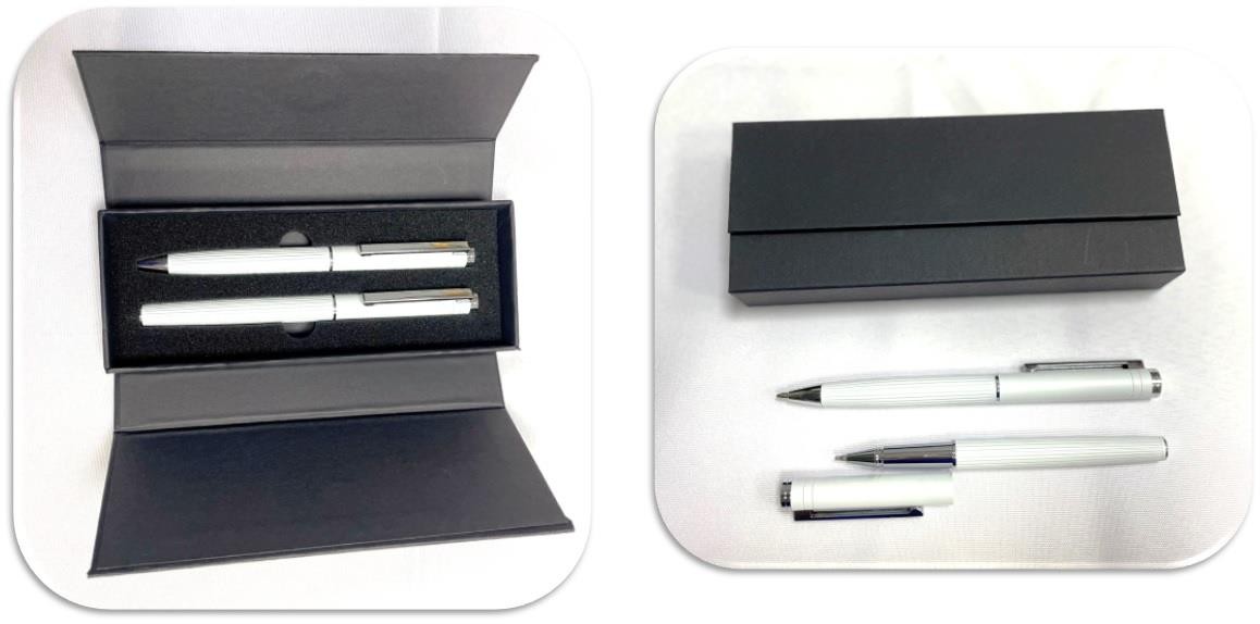 Parure de 2 stylo métal blanc