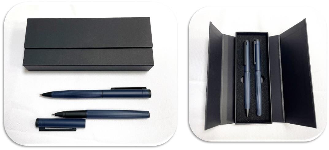 Parure de 2 stylo métal bleu