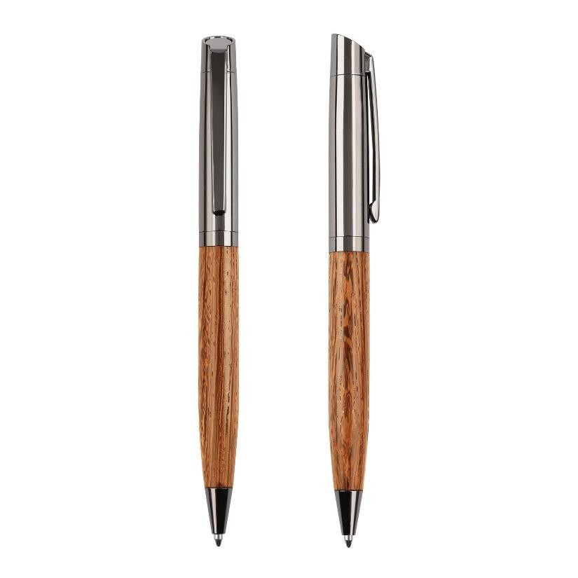 Stylo metal en bois avec boite en carton