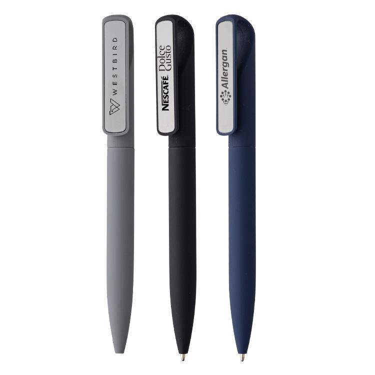 Stylo métal twist avec plaque chromé