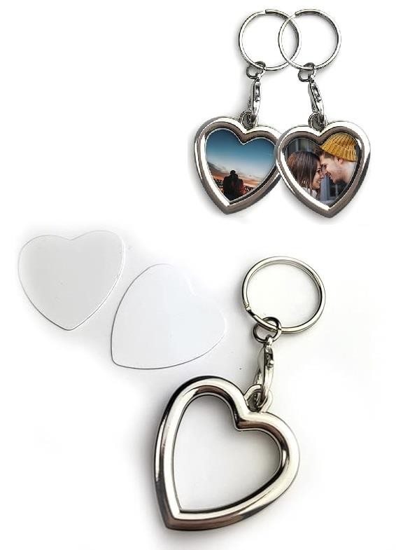 Porte clé métal sublimation cœur 2 faces
