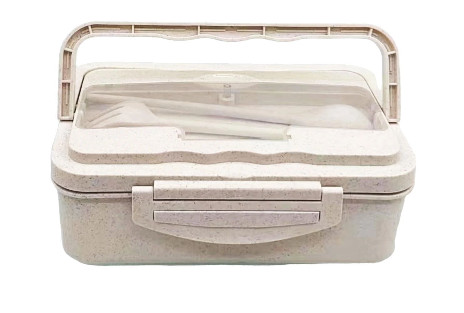 Boite à repas en plastique recyclé avec couteau+ fourchette