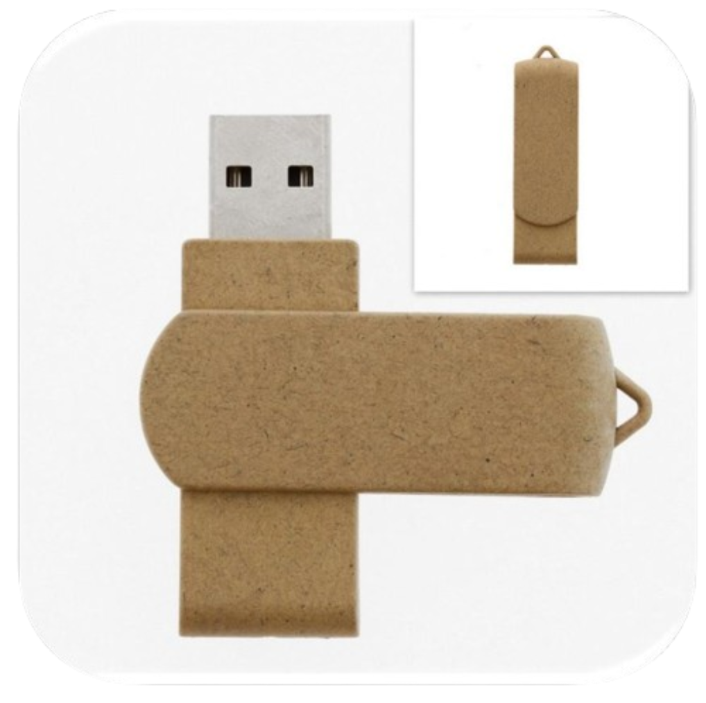 USB TWIST EN FIBRE VÉGÉTALE RECYCLÉ 16GO + EMBALLAGE CARTON RECYCLE