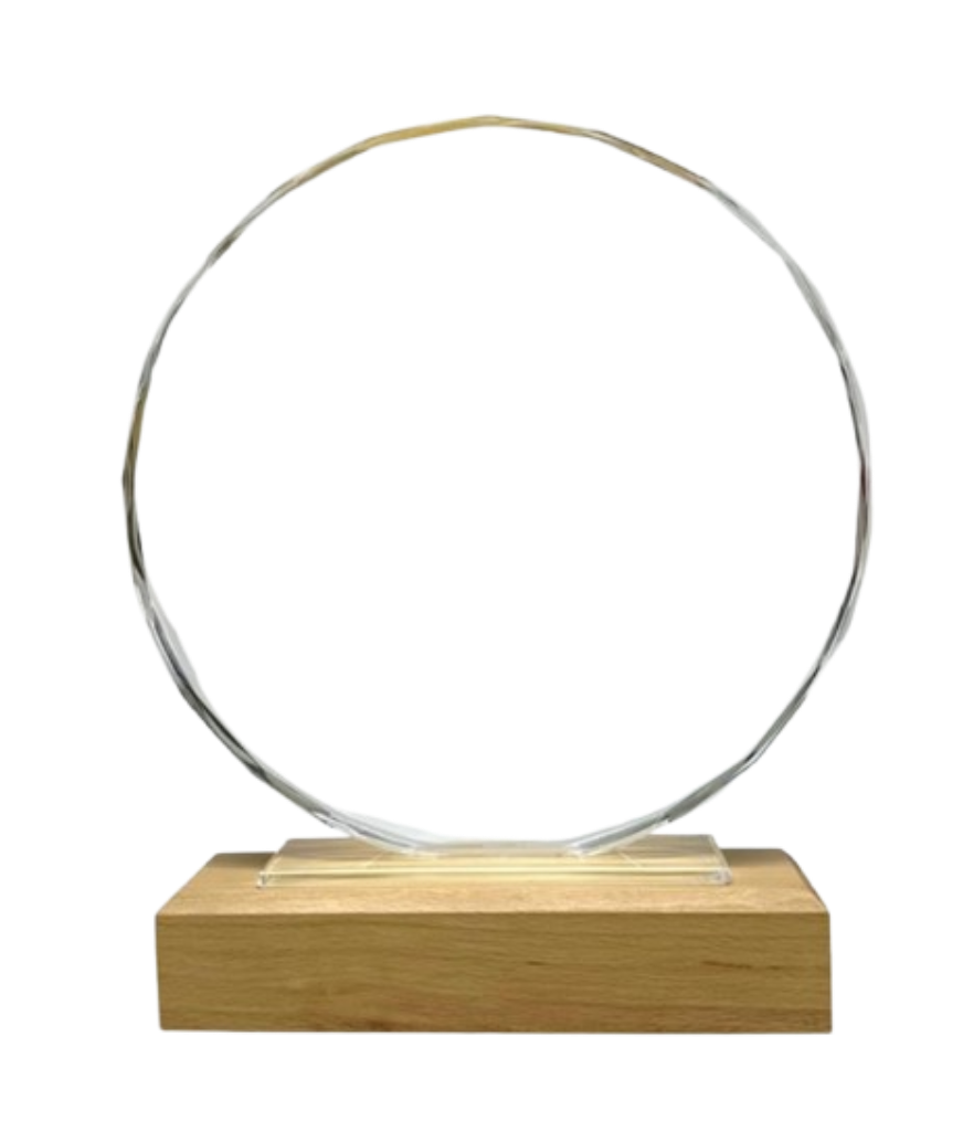trophée cristal socle bois