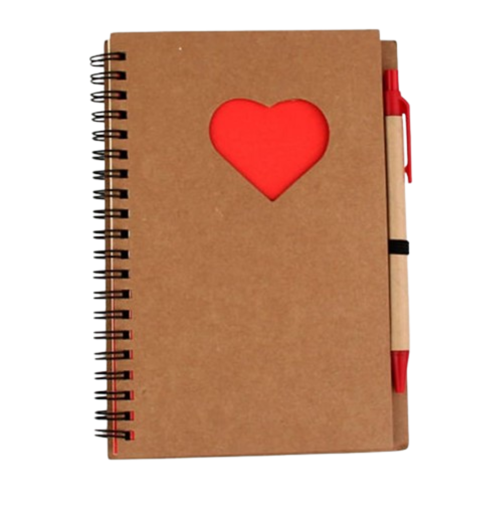 CARNET ÉCOLOGIQUE CŒUR AVEC STYLO