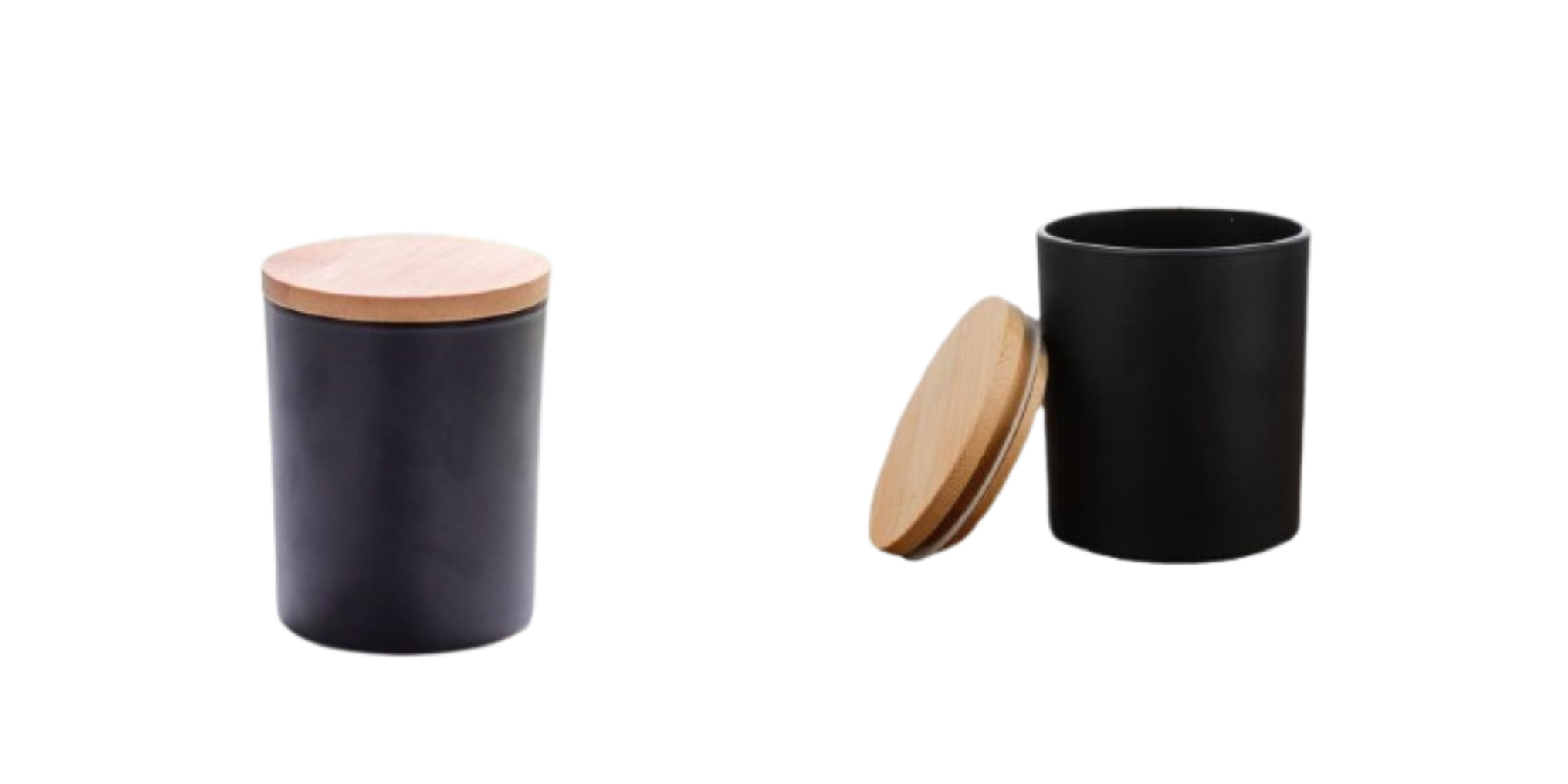 Bougie parfumée à la vanille avec couvercle en bambou BLANC/NOIR