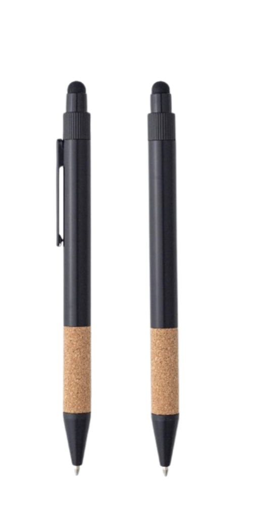 Stylo metal noir / liege avec tactile