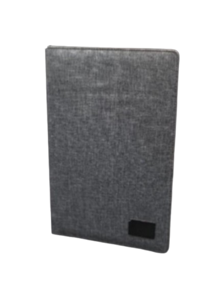 Porte document A4 gris avec intérieur tabac (plaque metal en option)