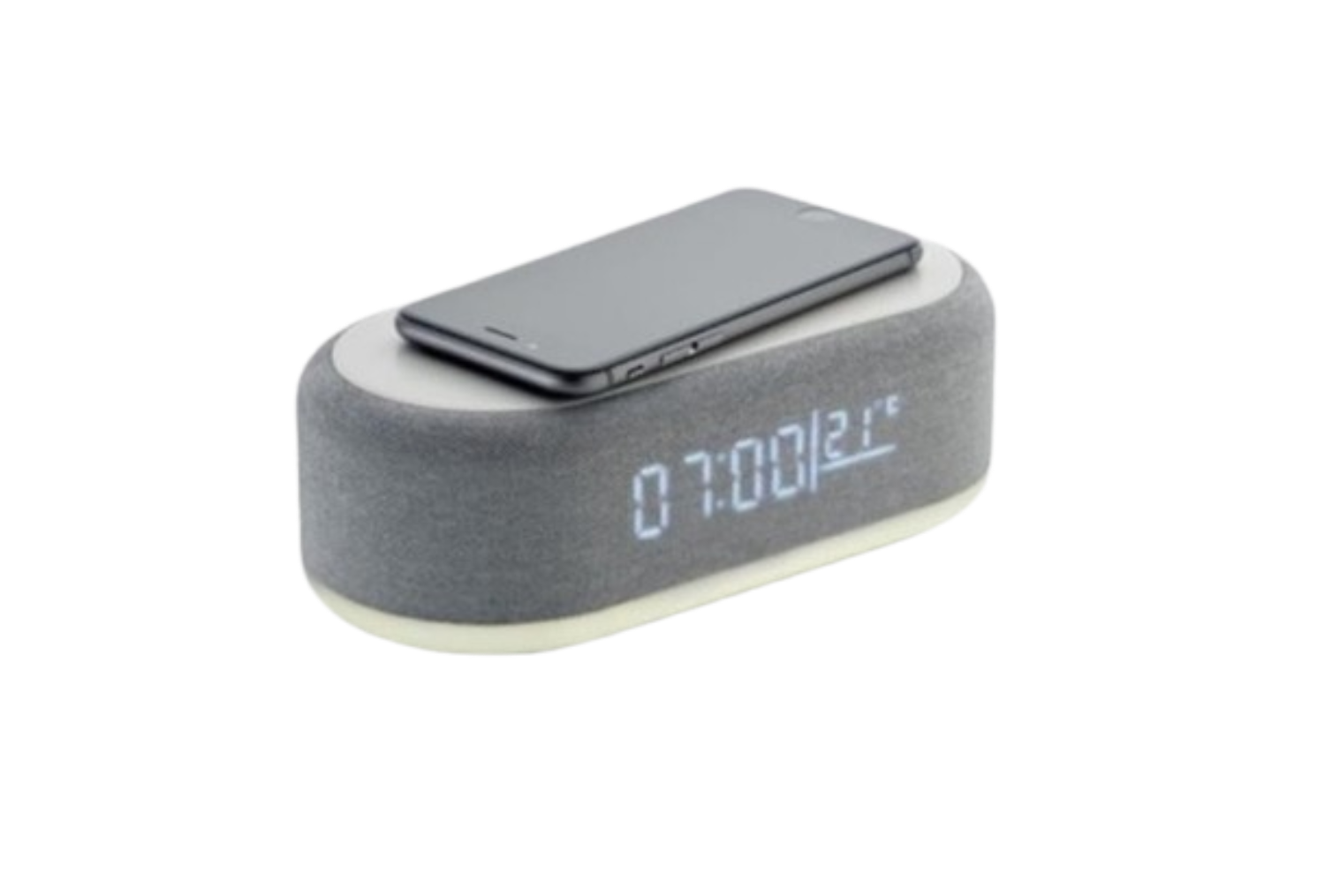 Haut parleur, montre digitale, lampe led avec chargeur wireless gris