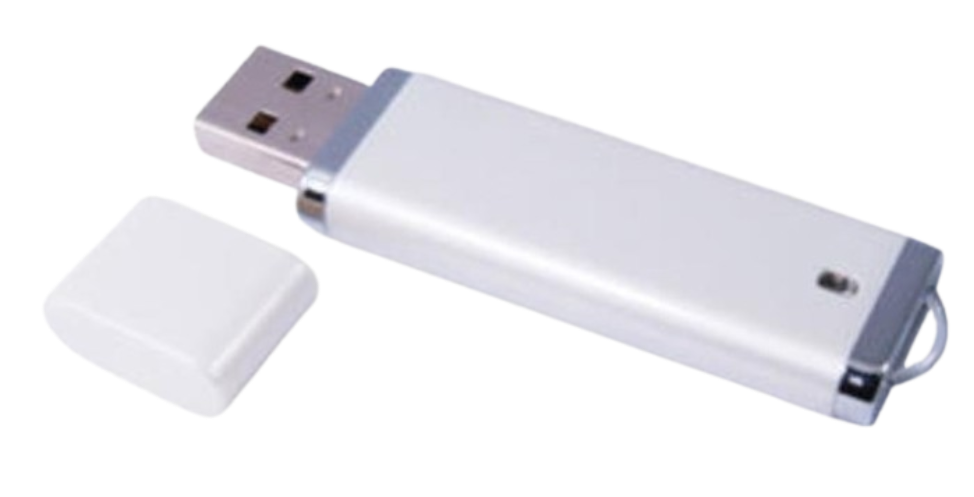USB PLASTIQUE CHROMÉ BLANC 16GO + EMBALLAGE CARTON